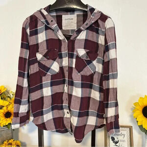 Garage Women’s size small petite flannel hoodie long sleeve